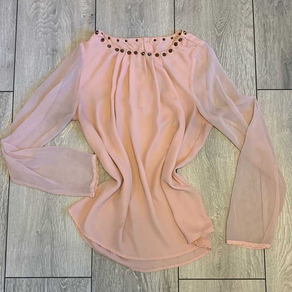 Sheer blouse with spikes